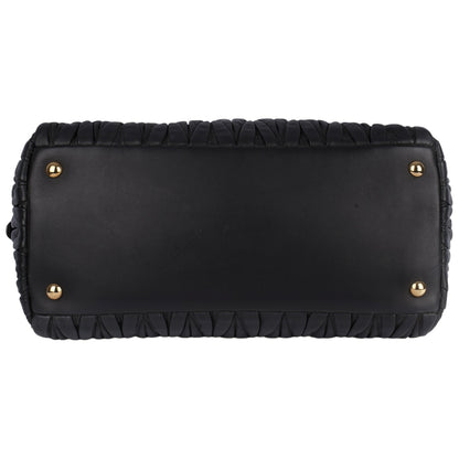 Miu Miu Black Matelasse Leather Tote Bag