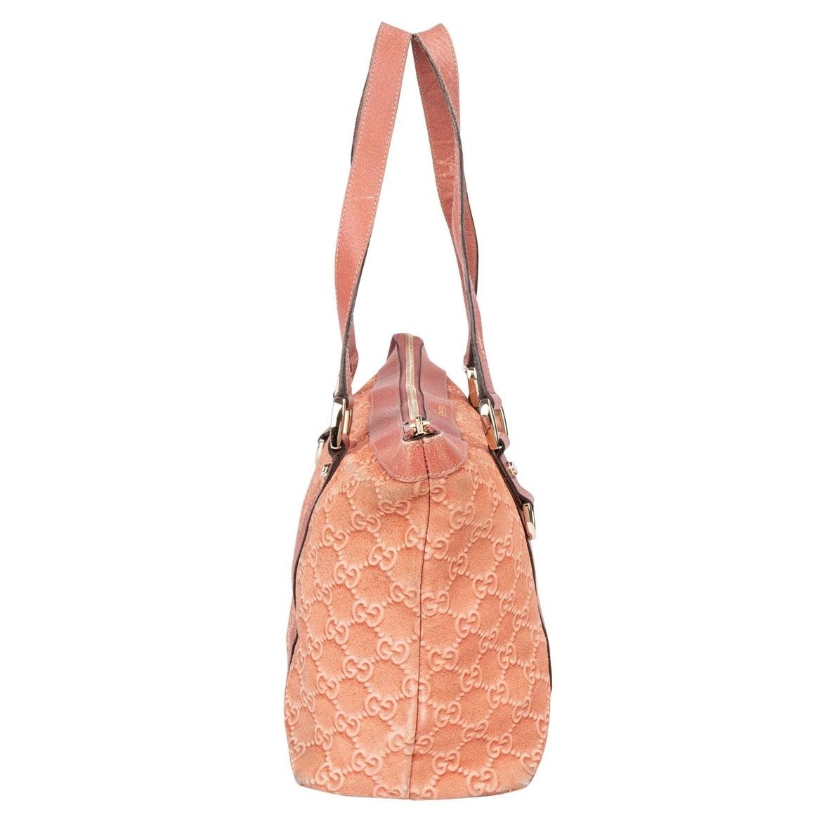 Gucci Pink Suede Monogram Abbey Handbag