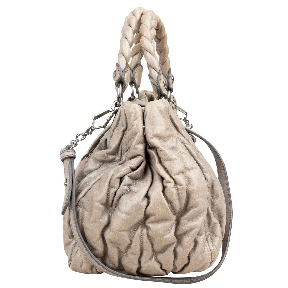 Miu Miu Vitello Lux Coffer Hobo Handbag