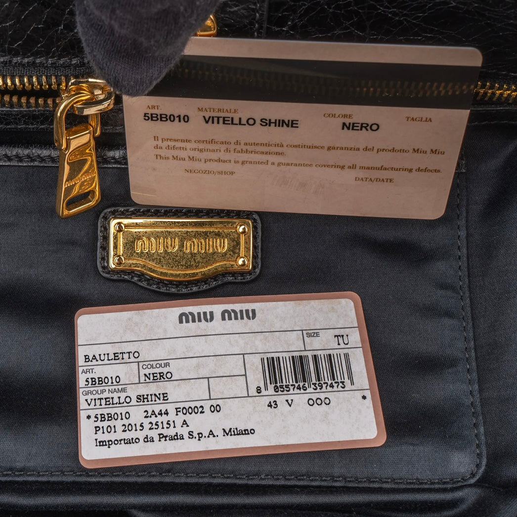 Miu Miu Black Leather City Handbag