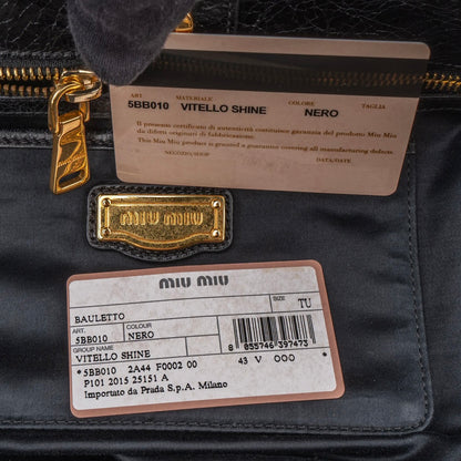 Miu Miu Black Leather City Handbag