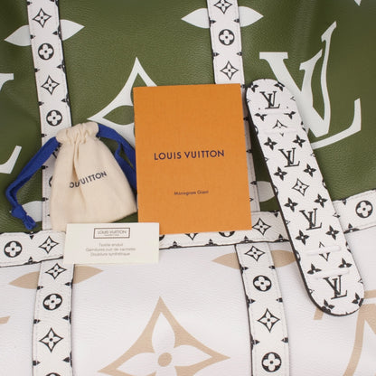 Louis Vuitton Khaki/White Limited Giant Monogram Keepall Bandouliere 50