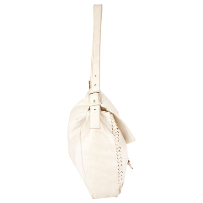 Fendi White Whipstitch Leather Shoulder Bag