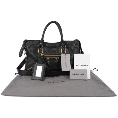 Balenciaga Black Leather New Collection City Handbag