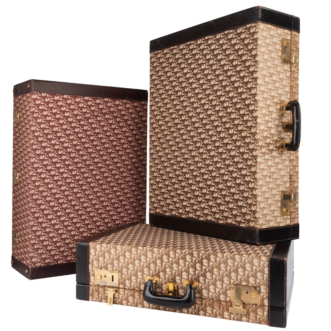 Christian Dior Trotter Monogram Vintage Suitcase Trio Tower