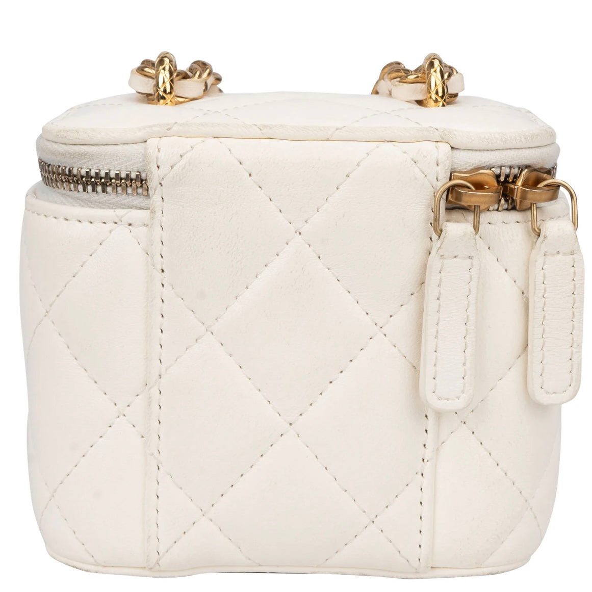 Chanel White Leather CC Mini Vanity Crossbody Bag