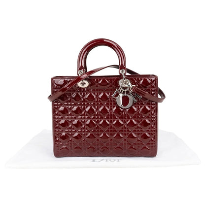 Christian Dior Quilted Patent Leather Lady Dior Handbag