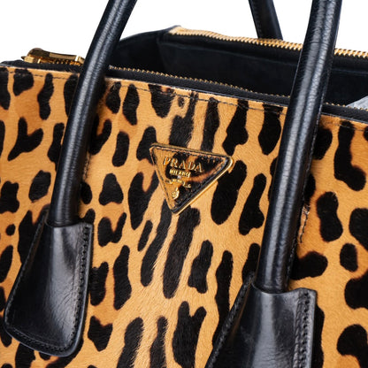 Prada Leopard Galleria Twin Zip Handbag