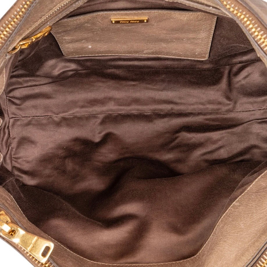 Miu Miu Vitello Lux Leather Bowler Handbag
