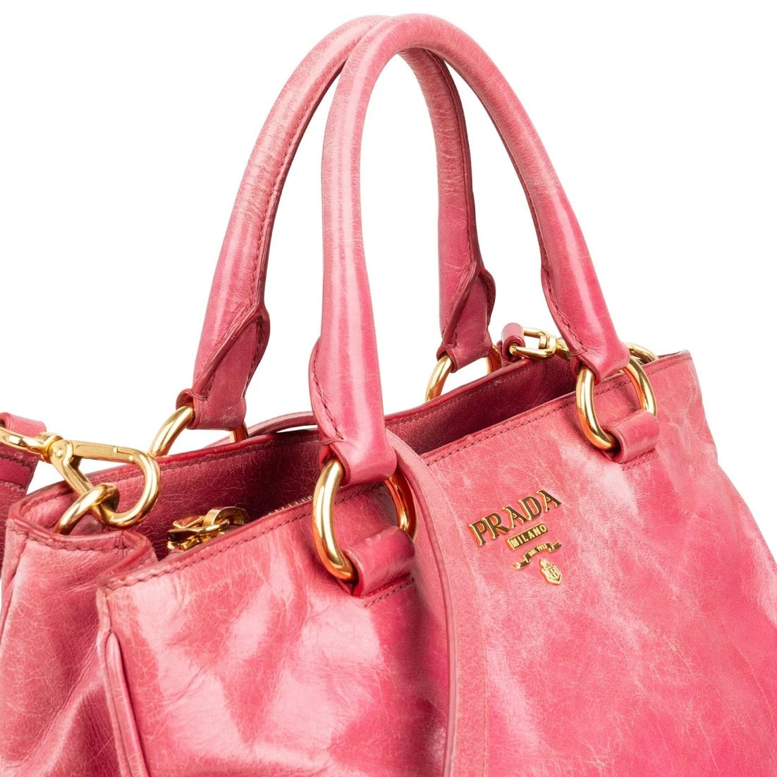 Prada Pink Vitello Lux Shine
Leather Tote Handbag