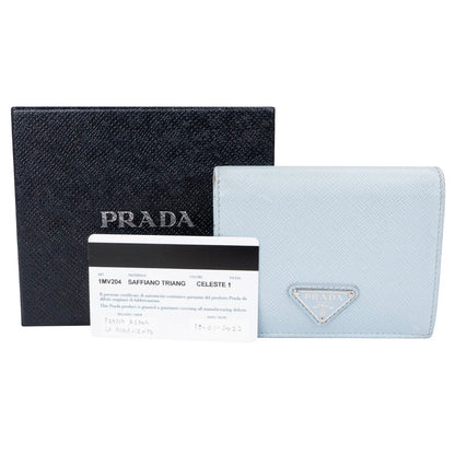 Prada Saffiano Leather Triangle Small Bifold Wallet