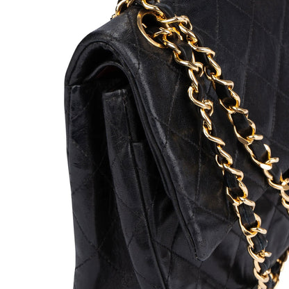 Chanel Quilted Lambskin 24K Gold 80s Double Flap Shoulder Bag