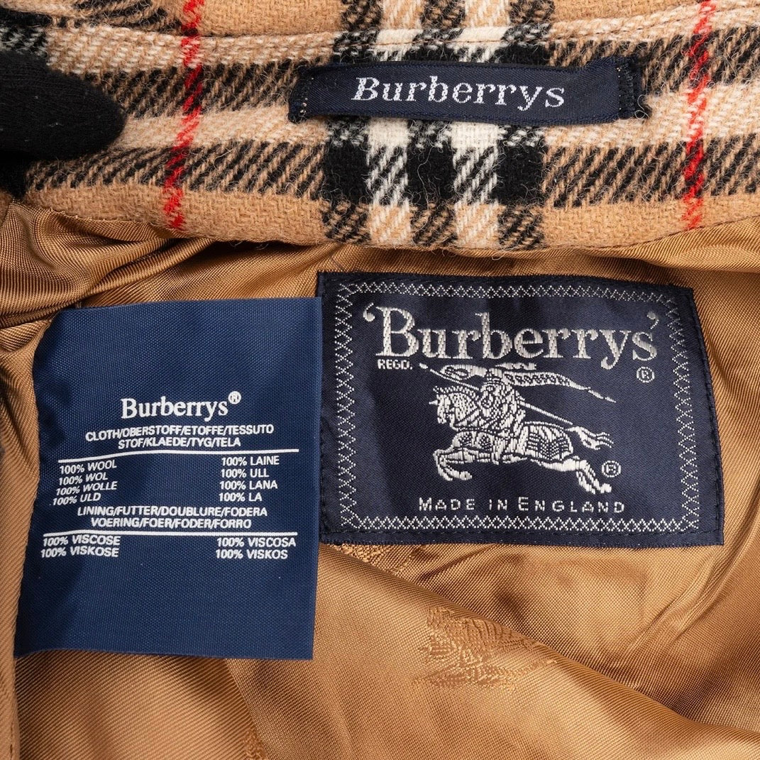 Burberry Beige Wool Nova Check Monogram Womens Trench Coat (L)