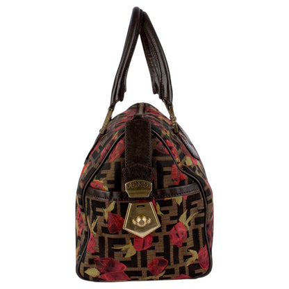 Fendi FF Monogram Zucca Roses Boston Bag