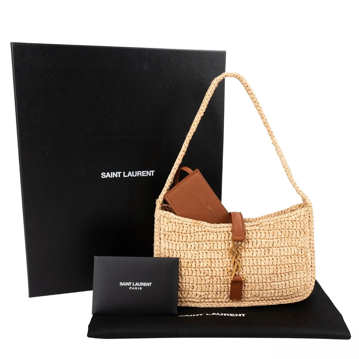 Saint Laurent Raffia Le 5 à 7 Hobo Mini Handbag