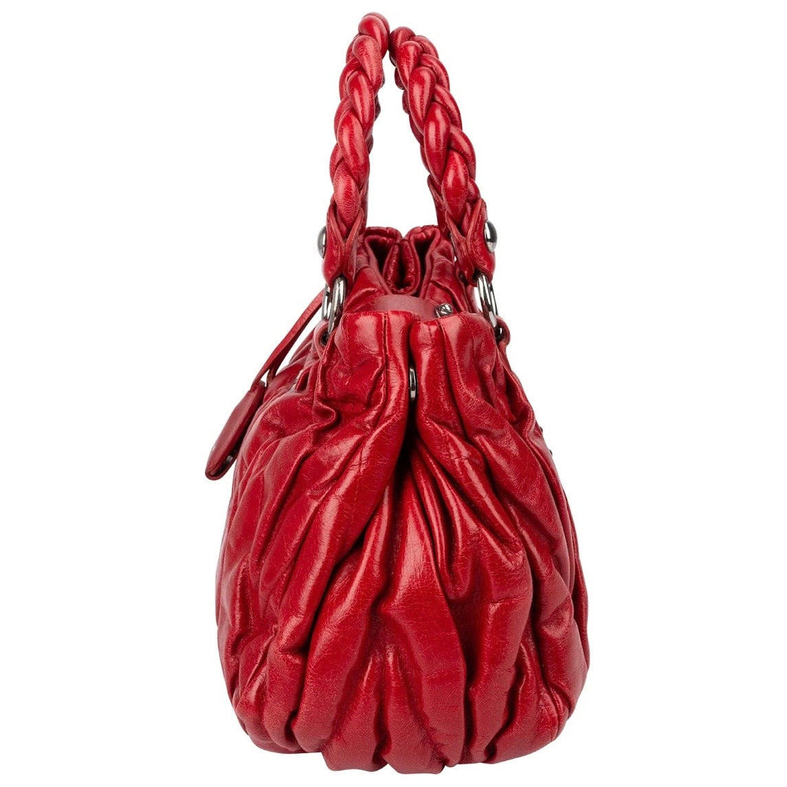Miu Miu Red Quilted Vitello Lux Small Coffer Handbag
