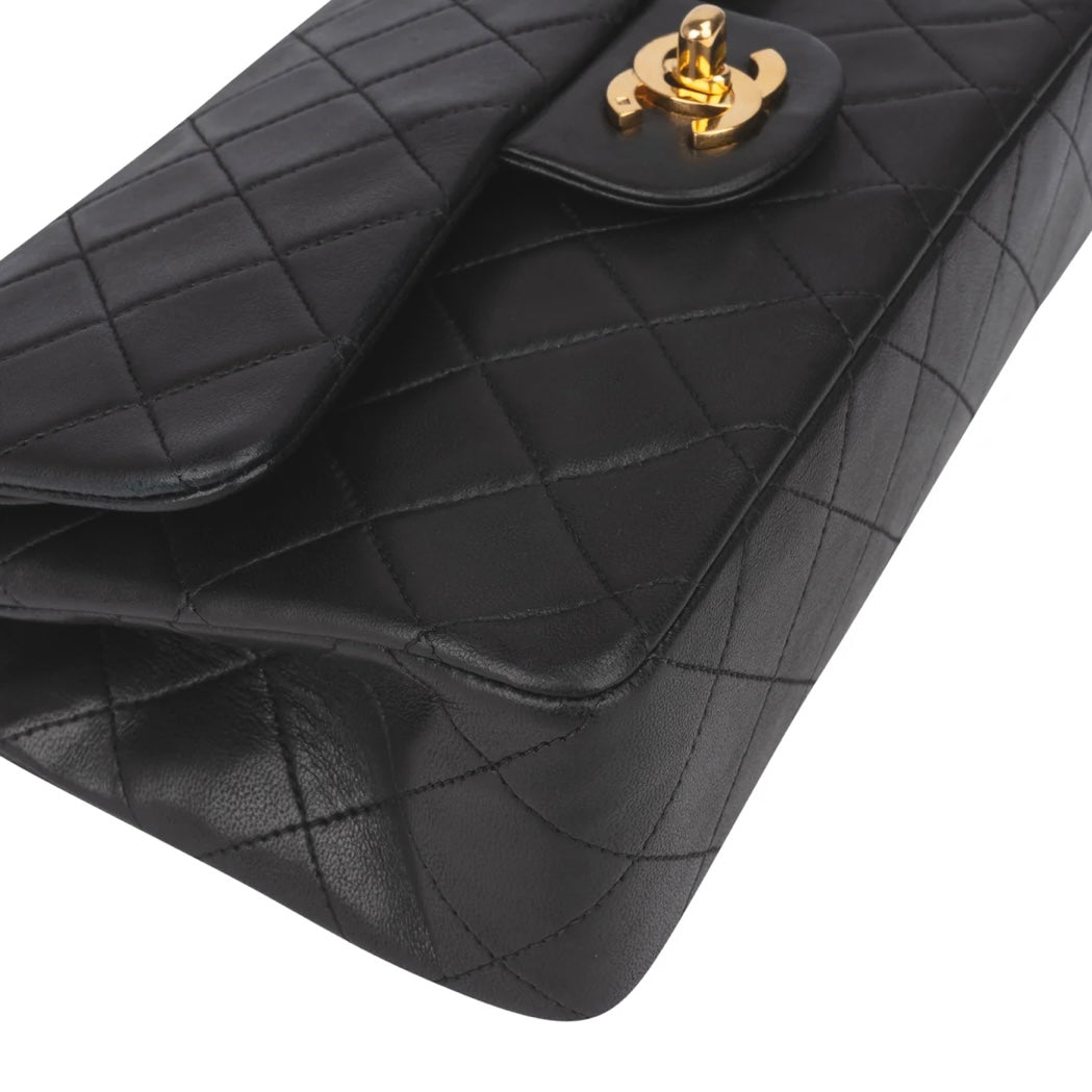 Chanel Quilted Lambskin 24K Gold Medium Double Flap Crossbody Bag