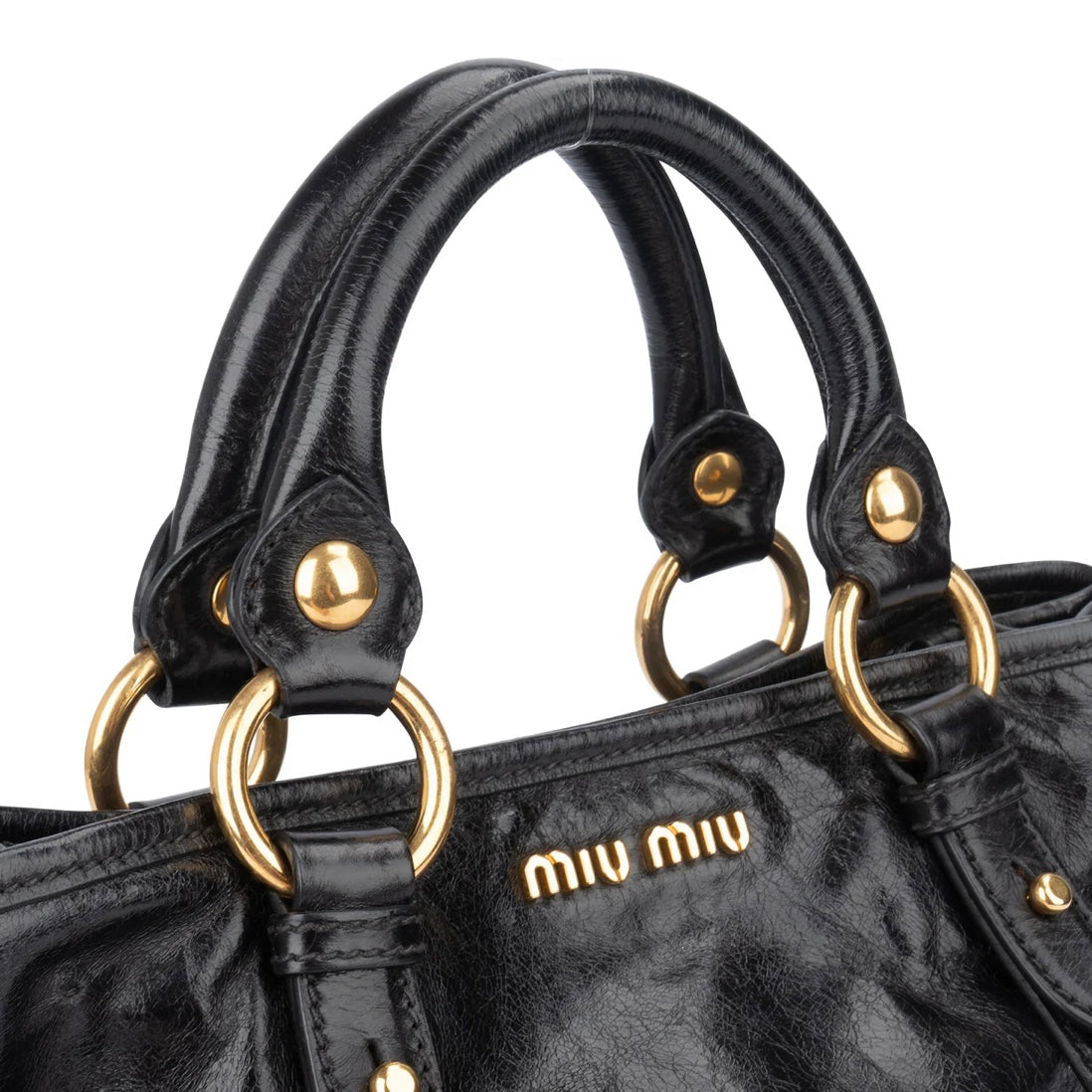 Miu Miu Black Leather Classic City Handbag