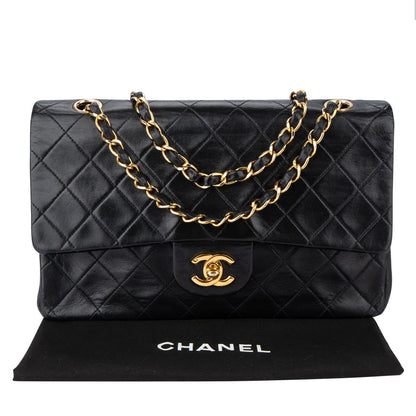 Chanel Quilted Lambskin 24K Gold Medium Double Flap Crossbody Bag