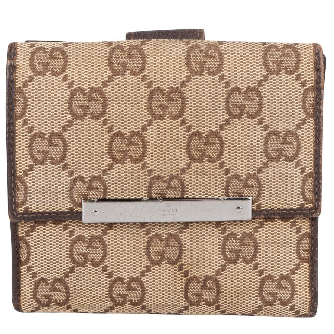Gucci Monogram GG Canvas French Flap Wallet