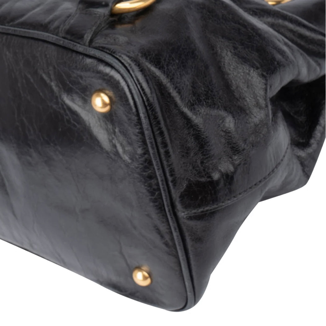Miu Miu Black Leather Classic City Handbag