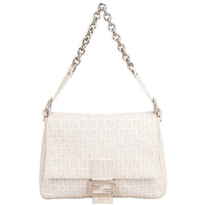 Fendi Zucchino Canvas Chain Baguette Mamma Shoulder Bag