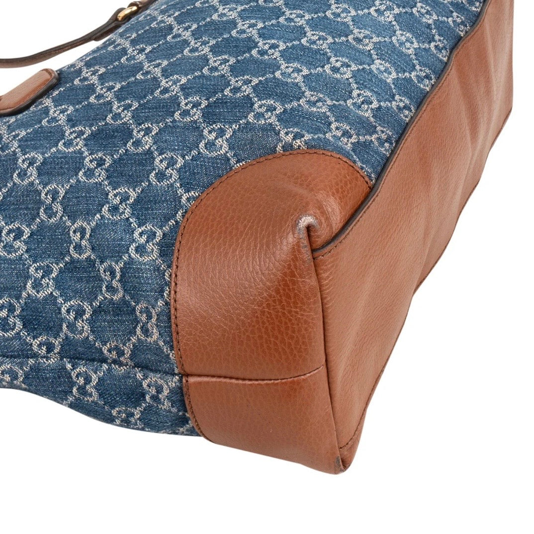 Gucci Monogram Denim GG Ophidia Medium Tote Shoulder Bag