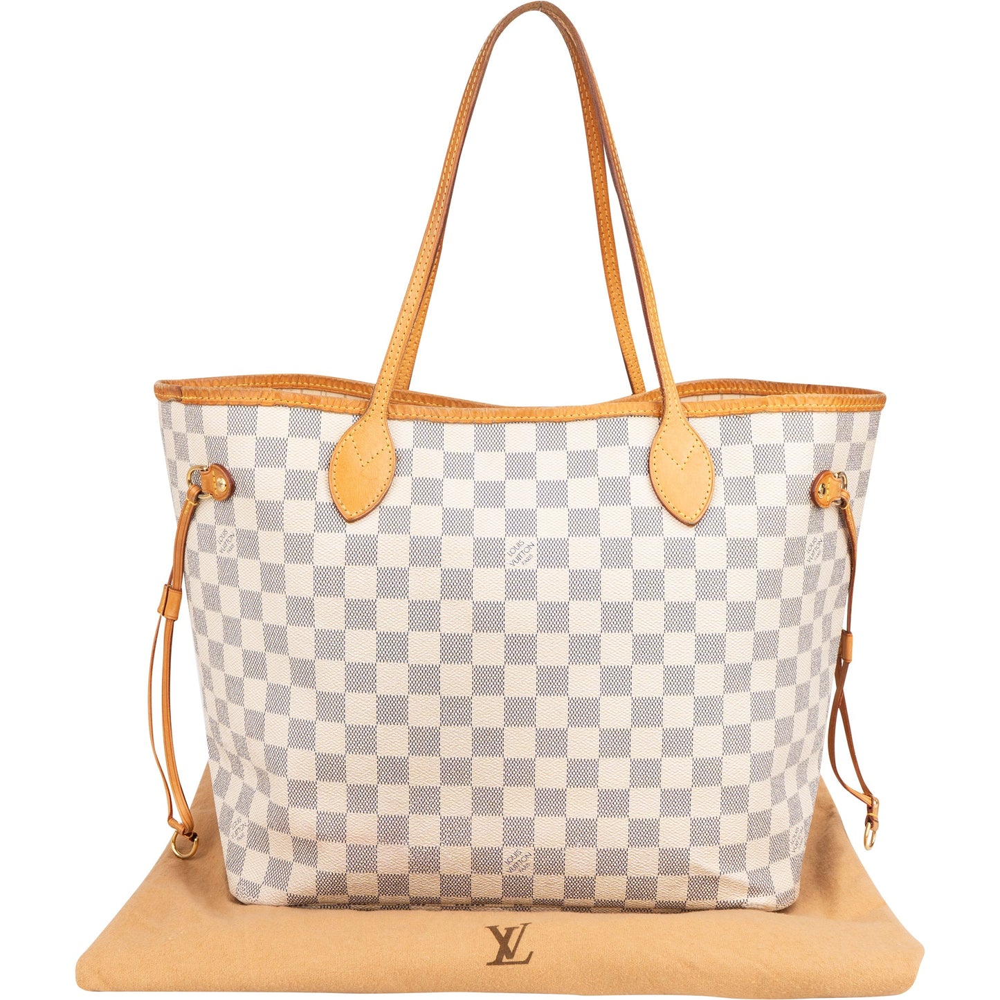 Louis Vuitton Damier Azur Monogram Neverfull MM Shopper Handbag