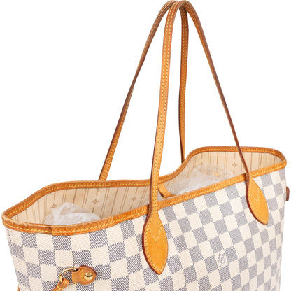 Louis Vuitton Damier Azur Monogram Neverfull MM Shopper Handbag