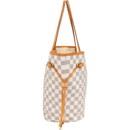 Louis Vuitton Damier Azur Monogram Neverfull MM Shopper Handbag