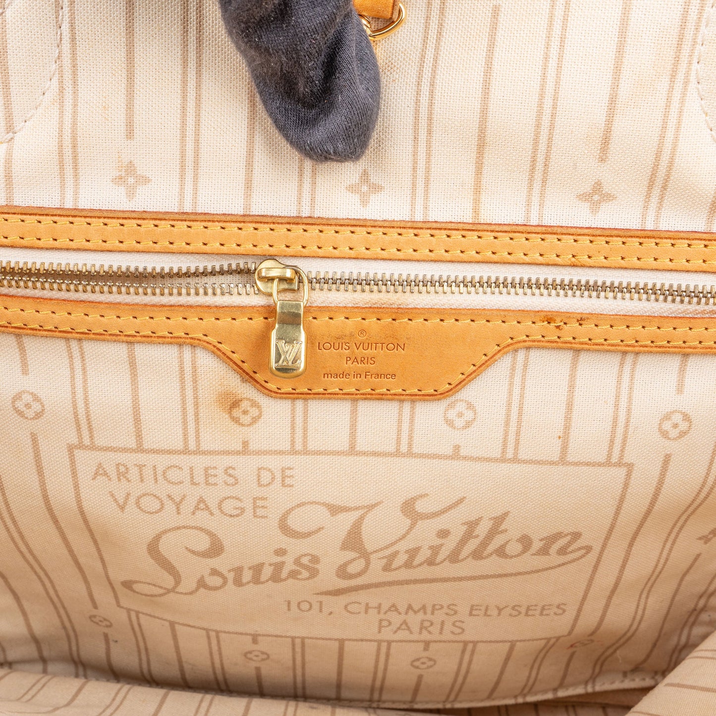 Louis Vuitton Damier Azur Monogram Neverfull MM Shopper Handbag