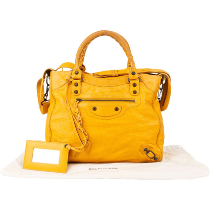 Balenciaga Yellow Leather City Handbag