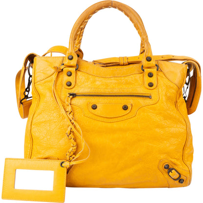 Balenciaga Yellow Leather City Handbag