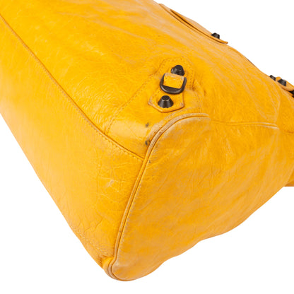 Balenciaga Yellow Leather City Handbag