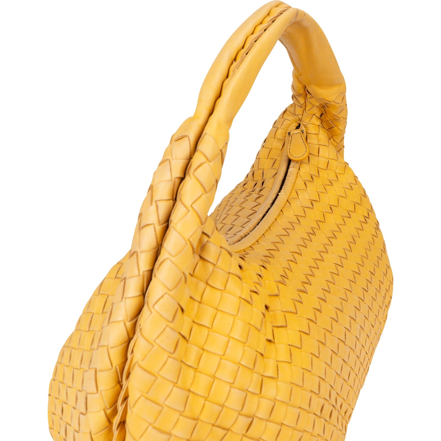 Bottega Veneta Yellow Intrecciato Leather Belly Hobo Bag