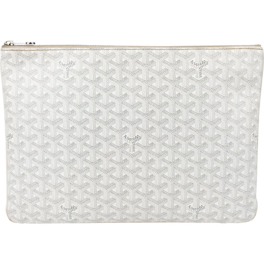 Goyard White Goyardine Monogram Senat MM Clutch