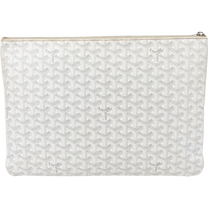 Goyard White Goyardine Monogram Senat MM Clutch