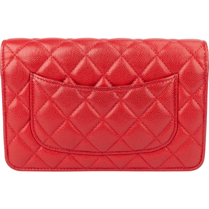 Chanel Quilted Caviar Leather Wallet On Chain Crossbody Bag