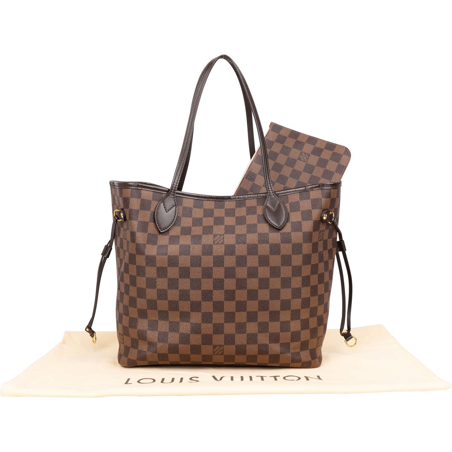 Louis Vuitton Damier Ebene Monogram Neverfull MM Shopper Handbag