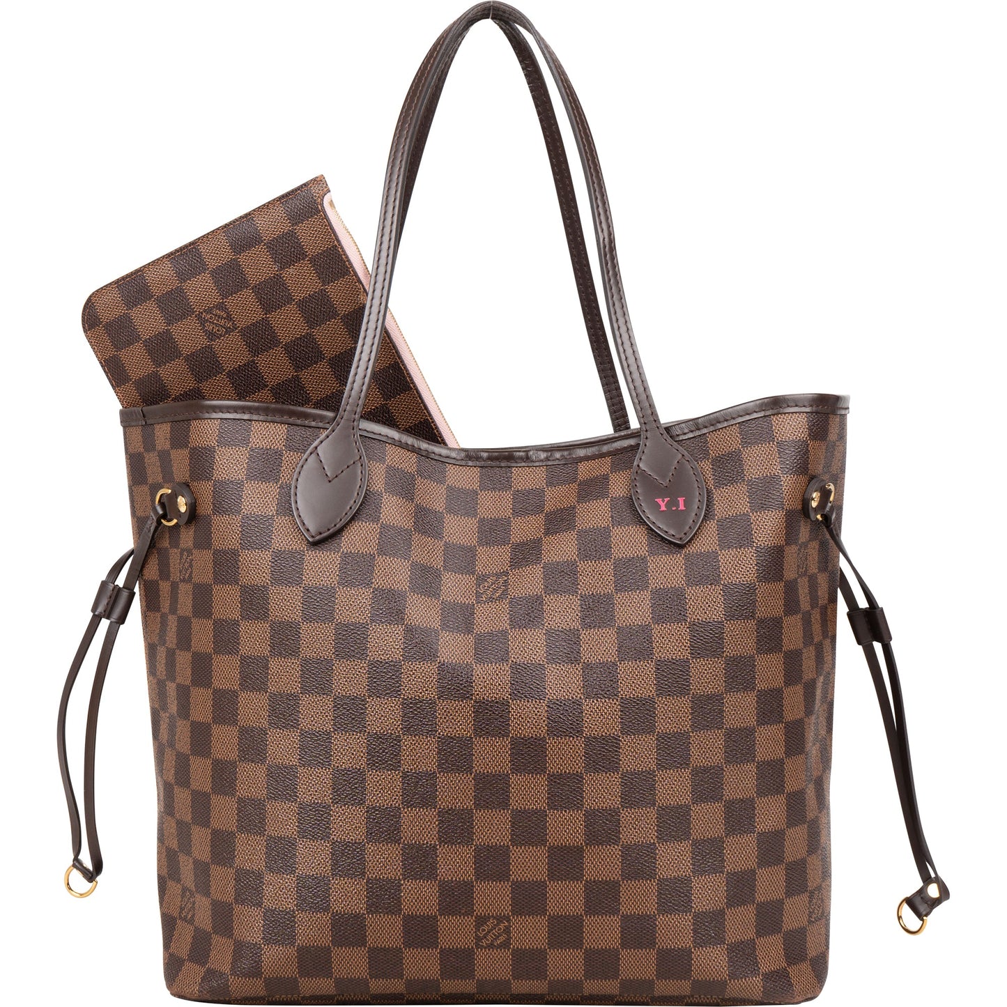 Louis Vuitton Damier Ebene Monogram Neverfull MM Shopper Handbag
