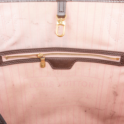 Louis Vuitton Damier Ebene Monogram Neverfull MM Shopper Handbag