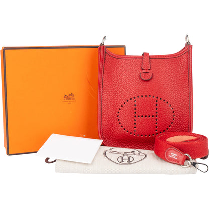 Hermès Rouge Taurillon Clemence Evelyne 16 Crossbody Bag