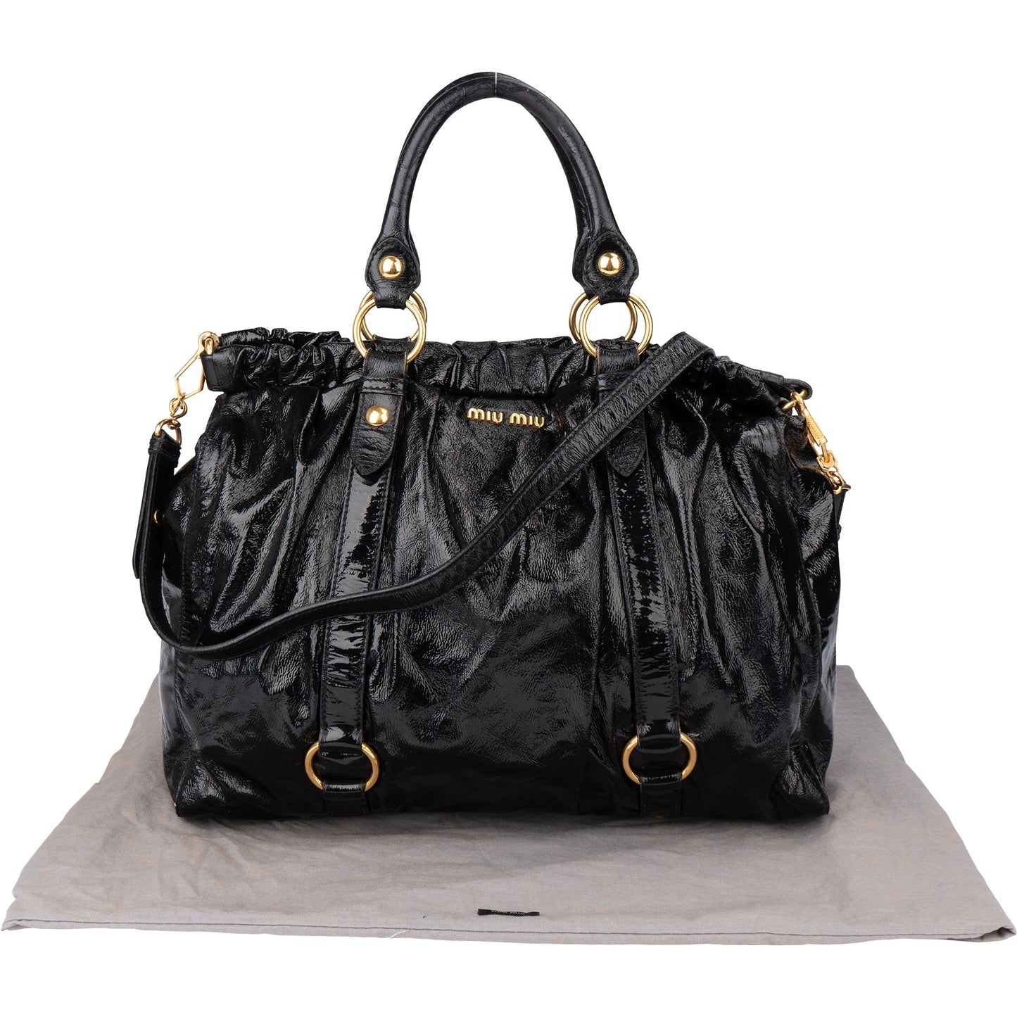 Miu Miu Black Patent Leather City Handbag
