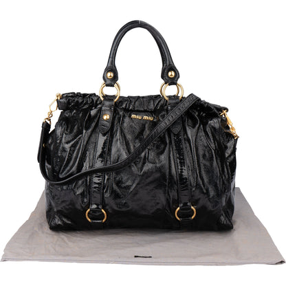 Miu Miu Black Patent Leather City Handbag