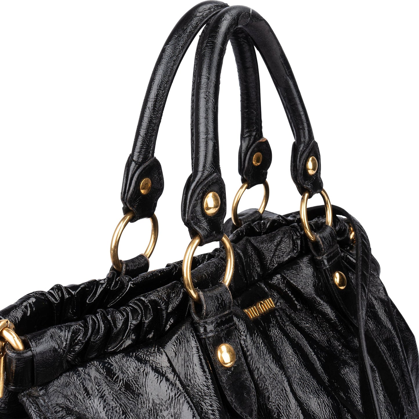 Miu Miu Black Patent Leather City Handbag