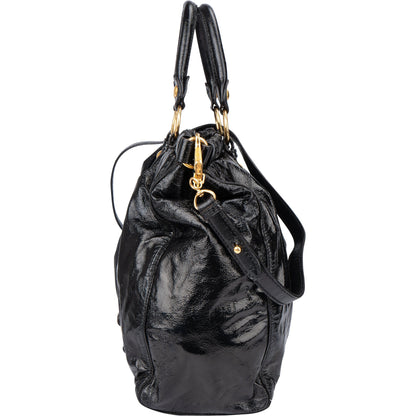 Miu Miu Black Patent Leather City Handbag