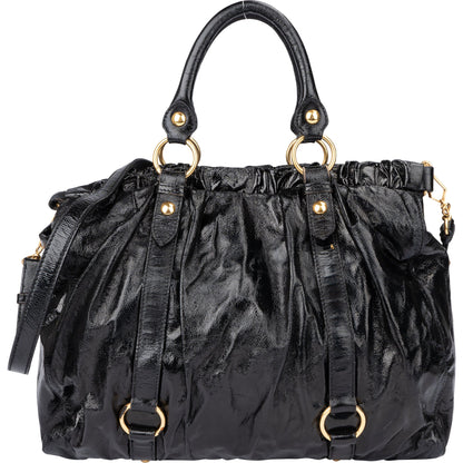 Miu Miu Black Patent Leather City Handbag
