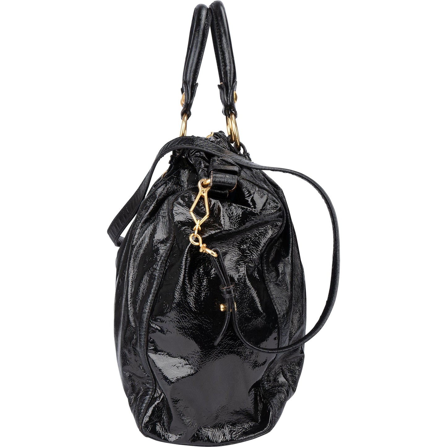 Miu Miu Black Patent Leather City Handbag