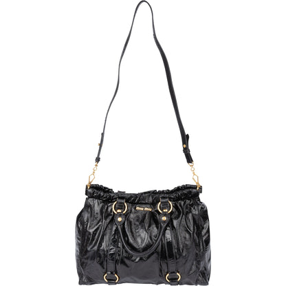 Miu Miu Black Patent Leather City Handbag