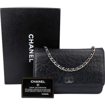 Chanel Lambskin Camellia Wallet On Chain Crossbody Bag